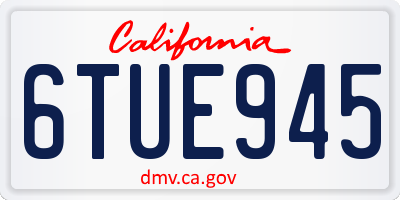 CA license plate 6TUE945