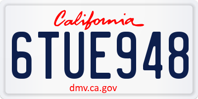 CA license plate 6TUE948