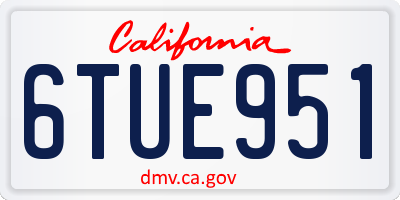 CA license plate 6TUE951