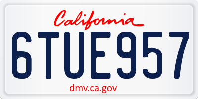 CA license plate 6TUE957