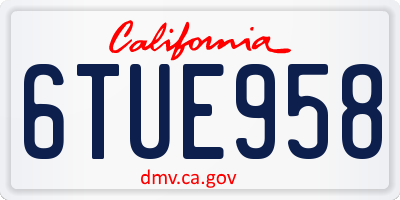 CA license plate 6TUE958