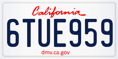 CA license plate 6TUE959