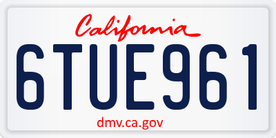 CA license plate 6TUE961