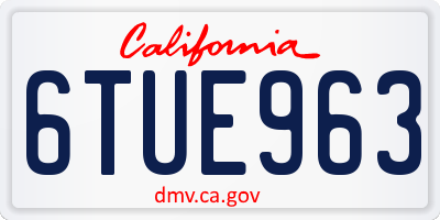 CA license plate 6TUE963
