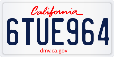 CA license plate 6TUE964