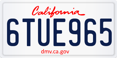 CA license plate 6TUE965