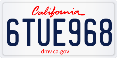 CA license plate 6TUE968