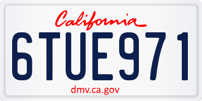 CA license plate 6TUE971