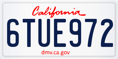 CA license plate 6TUE972