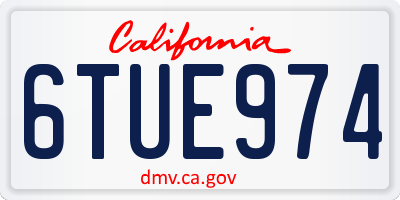 CA license plate 6TUE974