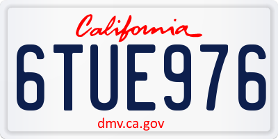 CA license plate 6TUE976