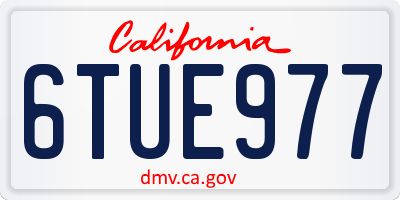 CA license plate 6TUE977