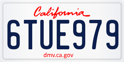 CA license plate 6TUE979