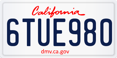 CA license plate 6TUE980