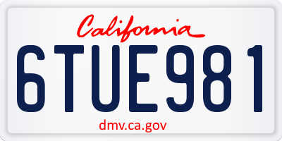 CA license plate 6TUE981