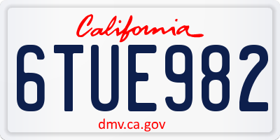 CA license plate 6TUE982