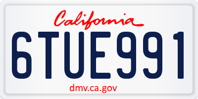 CA license plate 6TUE991