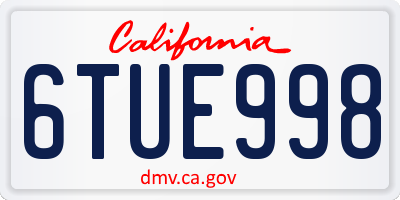 CA license plate 6TUE998