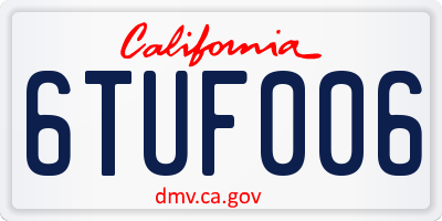 CA license plate 6TUF006