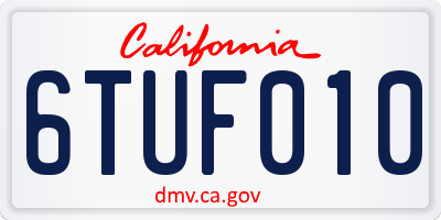 CA license plate 6TUF010
