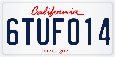 CA license plate 6TUF014