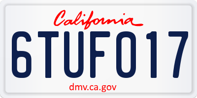 CA license plate 6TUF017
