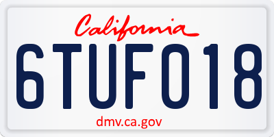 CA license plate 6TUF018