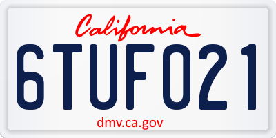 CA license plate 6TUF021