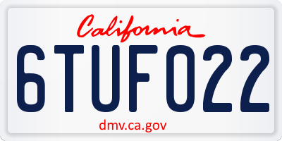 CA license plate 6TUF022
