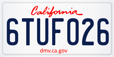 CA license plate 6TUF026