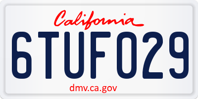 CA license plate 6TUF029