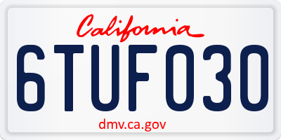 CA license plate 6TUF030