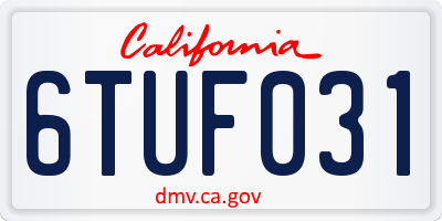 CA license plate 6TUF031