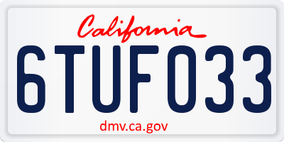 CA license plate 6TUF033