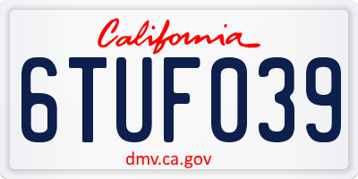 CA license plate 6TUF039