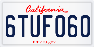 CA license plate 6TUF060