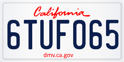 CA license plate 6TUF065