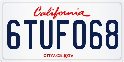 CA license plate 6TUF068