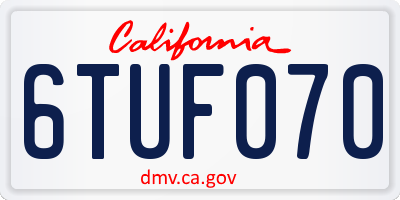 CA license plate 6TUF070