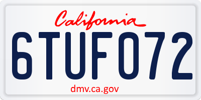 CA license plate 6TUF072