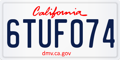 CA license plate 6TUF074