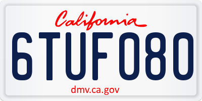 CA license plate 6TUF080