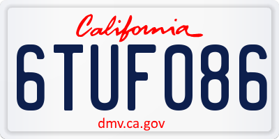 CA license plate 6TUF086