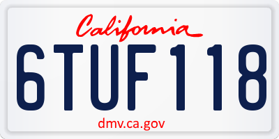 CA license plate 6TUF118