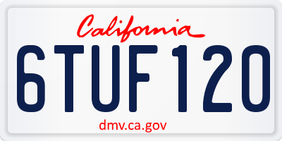 CA license plate 6TUF120