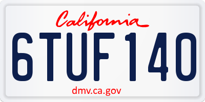 CA license plate 6TUF140