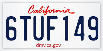 CA license plate 6TUF149