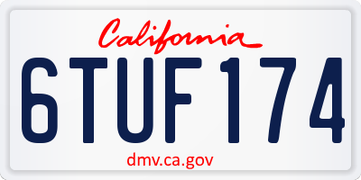 CA license plate 6TUF174
