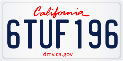CA license plate 6TUF196