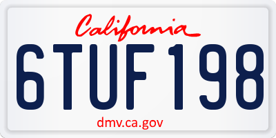 CA license plate 6TUF198
